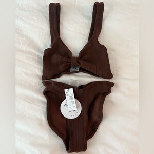 Hunza G Brown Ribbed Bikini